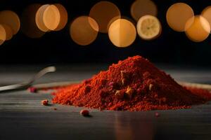 a pile of red spices on a table. AI-Generated photo