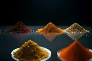 a variety of spices are shown in a glass bowl. AI-Generated photo