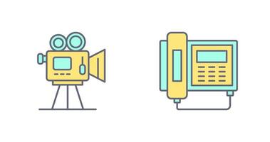 Movie camera and Telephone Icon vector