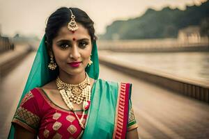 a beautiful indian woman in traditional attire. AI-Generated photo