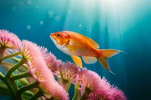 goldfish swimming on the sea. AI-Generated photo