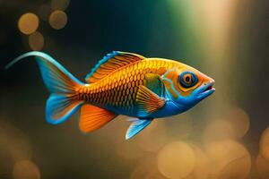 a fish with bright orange and blue colors. AI-Generated photo