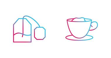 tea bag and creamy coffee  Icon vector