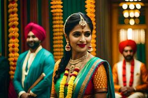 a beautiful bride in traditional indian attire. AI-Generated photo