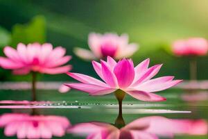 pink lotus flowers in the water. AI-Generated photo