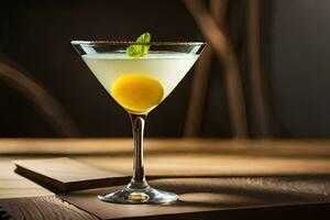 a martini with an orange and mint garnish. AI-Generated photo