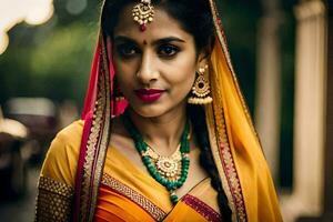 a beautiful indian bride in traditional attire. AI-Generated photo