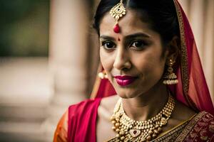 a beautiful indian bride in traditional attire. AI-Generated photo