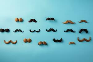 Movember awareness mustaches examination tools background with empty space for text photo