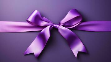 A purple ribbon symbolizing epilepsy awareness isolated on a gradient background photo