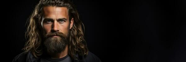 A bearded mans portrait for Movember isolated on a gradient background photo