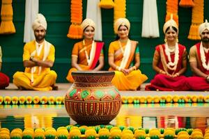 indian wedding ceremony with a pot. AI-Generated photo