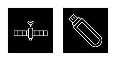 satélite y USB conducir icono vector