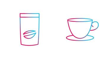 café bolso y té taza icono vector