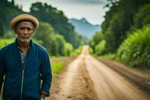 an african man standing on a dirt road. AI-Generated photo