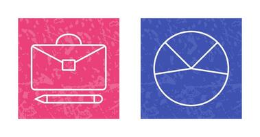 briefcase and pie chart analysis Icon vector