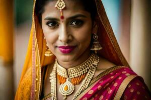 a beautiful indian bride in traditional attire. AI-Generated photo