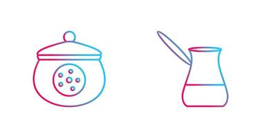 cookie jar and cezve Icon vector