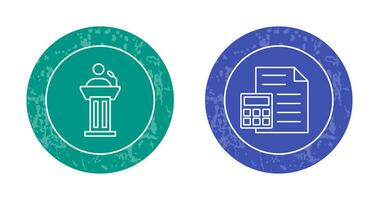 Podium and CalculatorSnack and Money Icon vector