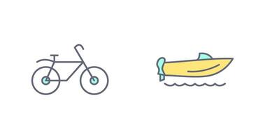 Bicycle and Speed Boat Icon vector