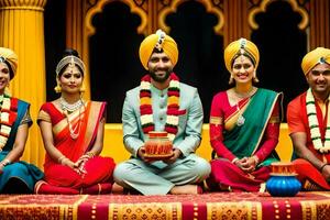 indio Boda ceremonia en India. generado por ai foto