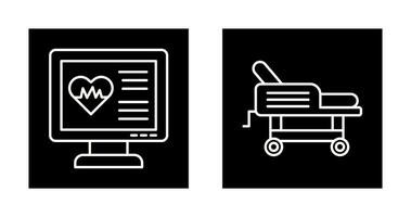 Cardiogram and Hospital Bed Icon vector