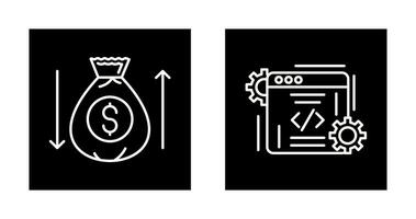 dinero bolso y codificación icono vector