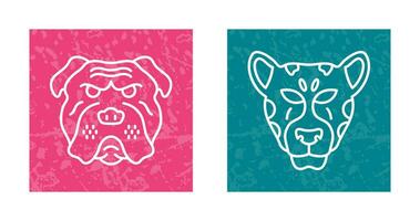 buldog y leopardo icono vector