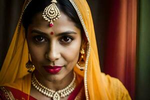 a beautiful indian woman wearing a sari. AI-Generated photo