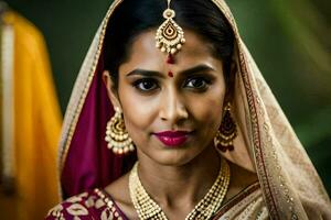 a beautiful indian bride in traditional attire. AI-Generated photo