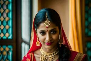 a beautiful indian bride in traditional attire. AI-Generated photo