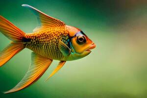 a fish with a yellow and blue body. AI-Generated photo