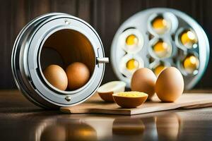 eggs in a can. AI-Generated photo