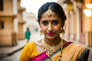 a woman in a traditional sari. AI-Generated photo