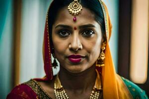 a woman in traditional indian attire. AI-Generated photo