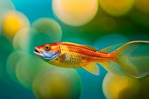 a fish with bright colors swimming in the water. AI-Generated photo
