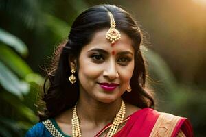 a beautiful indian woman in traditional attire. AI-Generated photo