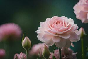 pink roses are blooming in the garden. AI-Generated photo