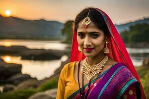 a beautiful indian woman in traditional attire. AI-Generated photo