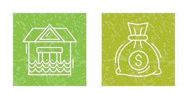 Natural Disaster and Money Bag Icon vector