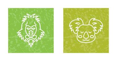 mandril y coala icono vector