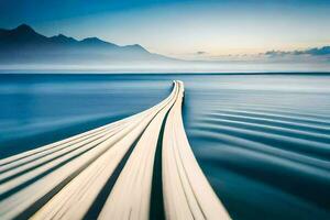 a long exposure photograph of a boat in the water. AI-Generated photo