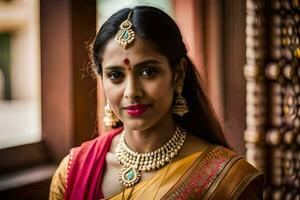 a beautiful indian bride in traditional attire. AI-Generated photo