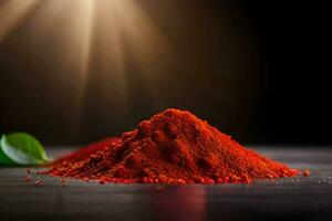 red chili powder on a black background. AI-Generated photo