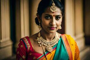 a beautiful indian woman in traditional clothing. AI-Generated photo