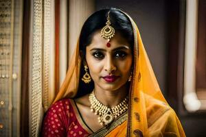 a beautiful indian woman in traditional attire. AI-Generated photo