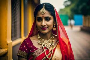 a beautiful indian bride in traditional attire. AI-Generated photo