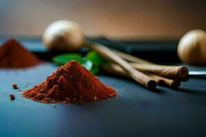 spices and spices on a table. AI-Generated photo