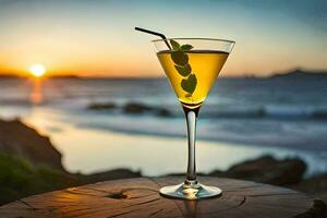 cocktail on the beach. AI-Generated photo