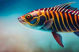 a colorful fish with stripes on its body. AI-Generated photo